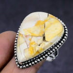 Brecciated Mookaite Gemstone 925 Sterling Silver gift Jewelry Ring Size 9 r2T35