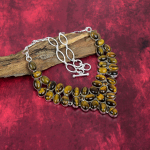 Tiger's Eye 925 t&auml;is sterlingh&otilde;bedast kaelakee reguleeritav, kettkaelakee k&auml;sitsi valmistatud kalliskivi, kingitus emale antiikehted Adjustable With 18 Inches