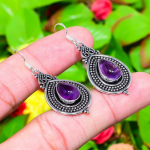 Sage Amethyst Gemstone Handmade 925 Sterling Silver Jewelry Earring 1.97 w4k07