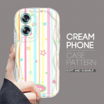 Armas koomiksimustriga kreemjas tekstuuriga korpus, lainelise servaga pehme silikoonkaanega telefoni&uuml;mbris OPPO Reno Realme jaoks Realme P1 Pro 5G valge