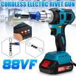 AC 110-240V 88VF hari aku neetmutri p&uuml;stoliga puur 2,4&ndash;5,0 mm automaatne neetimisp&uuml;stolid Pimeneeti 18 V akuga 2*Batteries