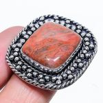 Natural Butterfly Jasper Gemstone 925 Sterling Silver Gift Ring Size 9 f0l84