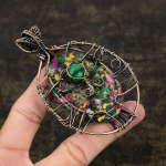 Copper Ruby Zoisite Lab-Created Handmade Copper Wire Wrap Pendant 3.82 g2j45