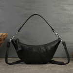 Johnature Retro ehtsast nahast naiste kott, k&auml;sitsi valmistatud mitmek&uuml;lgne pehmest loomanahast &uuml;hev&auml;rviline &otilde;lakott, mida saab kanda risti kehaga must