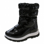 Moodsad laste lumesaapad poisid ja t&uuml;drukud samet klassikaaslased talvised soojad paksendatud puuvillased kingad k&otilde;rged laste saapad &otilde;ues Size 34 (inner length 21.5 cm) must