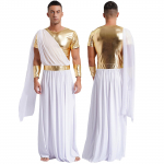 Vana-Kreeka jumala kost&uuml;&uuml;m Rooma Toga Egiptuse tuunika kinnastega Meeste 2 tk Halloweeni komplektid J&otilde;ulu/Halloweeni Cosplay pidu XXXL M kuld/valge