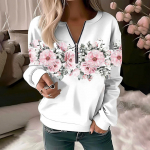 Naiste dressipluus tavaline veerand t&otilde;mblukk kollane punane sinine lips Street V kaelus pikkade varrukatega vabaaja s&uuml;gispullover XXL roosa