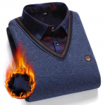 Meeste s&uuml;gis vabaaja pluss sametist paksendatud kaheosaline s&auml;rgikraega kampsun M sinine