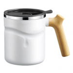 510 ml kohvikruus, suure mahutavusega p&otilde;letusvastane lekkekindel puidust k&auml;epide kuumakaitsega roostevabast terasest kaanega valge