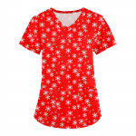 Suur suurus tr&uuml;kiga meditsiiniline t&ouml;&ouml;uniform pealsed naistele V-kaelusega j&otilde;ulutr&uuml;kiga l&uuml;hikeste varrukatega l&otilde;busad T-s&auml;rgid t&ouml;&ouml;riided taskutega XL