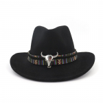 QBHAT Unisex karnevali kauboi moodne k&uuml;bar, &auml;&auml;ristega villane vilt Fedora meeste naiste l&auml;&auml;nem&uuml;tsid metallist m&uuml;tsid, kaunistatud trilby 56to58cm