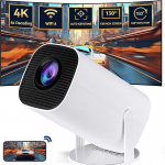 Miniprojektor 4K Native 720 toetatud kaasaskantav filmiprojektor Reguleeritava nurgaga nutikas videokaamera koos BT 5.0 WiFi6 EU-pistikuga