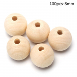 &Uuml;mmargune puidust vahehelmeste naturaalne v&auml;rvimata puidust kuulhelmed isetehtud k&auml;sit&ouml;&ouml;ehted 100pcs-8mm