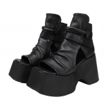 Vintage paksu talla sandaalid Naiste saapad Peep Toe ehtsast nahast mugavust t&otilde;stvad platvormkingad 35 must