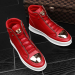 Mood vabaajajalatsid Meeste tossud 2024 Uus mood meeste poolsaapad Leopard platvormkingad disainer originaal meeste saapad zapatillas 39 punane