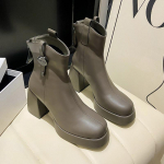 Luksuslikud Naiste K&otilde;rged Kontsad Ruudukujulise Ninaga Pahkluusaapad Moedisainer Nahkkingad Talv 2025 Trend Gooti Massiivsed Peokingad Saapad Naised 39