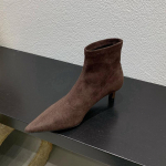 Moodsad naiste seemisnahast terava ninaga pahkluusaapad Elegantne keskmise kontsaga stiletod Kingad Naine 2025 Trend Talvine Uus Gooti Chelsea saapad Mujer Botas 35 pruun