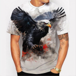 Moodne 3D-prindiga Eagle Graphics T-s&auml;rk meestele T-s&auml;rgid Loomade Camisetase mustriga l&uuml;hikeste varrukatega topid Suvised vabaajar&otilde;ivad meestele 5XL