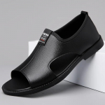 Moemargi Meeste Sandaalid Disainer Mood Nahast Vabaaja Meestele Suve Mugavad Rannapl&auml;tud V&auml;ljas Libisemiskindlad Meeste Sandalias 2024 38 must