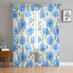 Moonip&otilde;ld punased lilled valged l&auml;bipaistvad kardinad elutoa aken t&uuml;llkardinad magamistoa k&ouml;&ouml;gi jaoks Kodukaunistus Voile kardinad W135 x H115cm x1&Rod Pocket