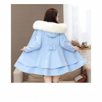 Keskmise pikkusega naiste villane mantel Nizi Coat S&uuml;gis ja talv Kontrastv&auml;rvi karvane krae Seelik 2XL