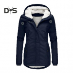 Talvine sulemantel polsterdatud kapuutsiga ja taskutega T&otilde;mblukk Kinnitusn&ouml;&ouml;r Parka Tuulekindel kuumust hoidev Igap&auml;evane k&uuml;lma ilmaga v&auml;lisriiete jope M helehall v&auml;rv