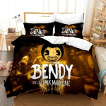 3D Prindi Multifilm Bendy N Ink Machine Voodipesukomplekt Tekikott Voodikomplekt Tekikate Padjap&uuml;&uuml;r Tekk Kuninga Suurus Kuninganna Suurus Poistele T&auml;iskasvanutele EU Single 135x200cm black