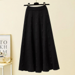 S&uuml;gis Talv Kudumine Pikk Seelik Naised Elegantne &Uuml;hev&auml;rviline K&otilde;rge V&ouml;&ouml;kohaga Seelik Naine &Scaron;ikk Elastne Pehme Midi Seelikud Daamid 3XL must
