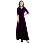 Velvet Maxi kleit naistele V kaelusega pidulik pahkluuni pikk kleit A-joonega &uuml;hev&auml;rviline &otilde;htukleit pulmadeks kokteilipeoks L veinipunane v&auml;rv