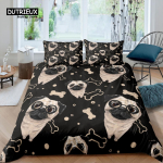 Kodu Elu Luksuslik 3D Paari Mops Voodipesukomplekt Tekikott Padjap&uuml;&uuml;r Laste Voodipesukomplekt Queen ja King EU/US/AU/UK Suurus EU single(135x200cm)