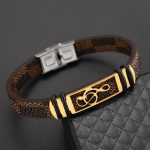 Stiilne roostevabast terasest kinnisega muusikas&uuml;mbolite mustriga k&auml;ev&otilde;ru paaridele punk nahast k&auml;ev&otilde;ru hiphop p&uuml;hade kingitus peo aksessuaarid pruun