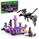 LEGO Minecraft Enderi Draakon ja L&otilde;pu Laeva Ehituskomplekt Videom&auml;ngu M&auml;nguasi 2 Minecrafti Minifiguuriga Draakoni M&auml;nguasi Tegevusm&auml;ngukomplekt Lastele S&uuml;nnip&auml;evakingitus black