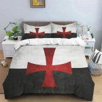 Keskaegsete templarite mustriga lohutuskomplekt, tekikott, voodipesukomplekt, tekikott, padjap&uuml;&uuml;r, king-suuruses voodipesukomplekt 70x133cm 2pcs