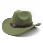 Tiibeti villane silindrim&uuml;ts, valtsitud &auml;&auml;rega, l&auml;&auml;nekauboi m&uuml;ts, rullitud servaga m&uuml;ts, viltk&uuml;bar, Euroopa ja Ameerika l&auml;&auml;nekauboi m&uuml;ts M（56-58cm） armee roheline v&auml;rv