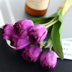 1 kimp tulpe kunstlilled 6 pead p&auml;ris puudutusega v&otilde;ltslilled emale valentinip&auml;eva kingituseks luksuslikud kunstlikud tulbid kodupulmade kaunistuseks roosa