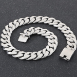 Meeste 60 cm pikkune ja 24 mm laiune harjatud roostevabast terasest Kuuba l&uuml;lidega kaelakee meestele, kaelakee ehete aksessuaar 60CM vana h&otilde;bedane v&auml;rv