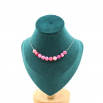 Pierres et Min&eacute;raux. Collier 10 perles Agate craquel&eacute; rouge 8 mm Chaine en acier inoxydable.