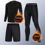 Meeste talvine kiirkuivav termofitnessi &uuml;likond: Pikkade varrukatega jooksu- ja treeningpesu three piece suit; L