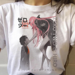 Darling In The Franxx Anime T-s&auml;rk Harajuku Zero Two Girl Print Naiste Topid T-s&auml;rgid Uus suvine l&uuml;hikeste varrukatega &scaron;ikk naiste T-s&auml;rk L valge