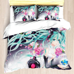 Hatsune Miku Anime Tekikate Komplekt Mugav Tr&uuml;kitud Multikas Kaksiksuuruses Voodipesu Komplektid J&otilde;ulukingitused 3-osaline 135x200cm