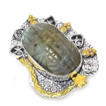 Labradorite Handmade 925 Sterling Silver Gift Two Tone Ring Size 9 h5k82