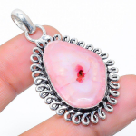 Pink Solar Quartz Handmade 925 Sterling Silver Jewelry Pendant 1.77 r5h63