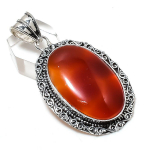 Natural Carnelian Gemstone 925 Sterling Silver Jewelry Pendant 2.36 r8q84