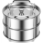 Virnastatavad aurutamispannid k&auml;epidemega kaanega 304 roostevabast terasest virnastatavad potid potis kahekihilised virnastatavad pannid