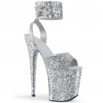 20 cm k&otilde;rge S&auml;delev Dekoratiivne T&uuml;kk Veekindel Laua K&otilde;rge Kontsaga Sandaalid Pahkluu Rihma Pandlaga Pole Dance Sandaalid YKC 34 valge