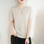 Naiste suves&auml;rk - 50% mooruspuu siidisegu | Kortsuvaba ja UV-kaitsega | Luksuslik kerge pluus XXL liha pruuni v&auml;rvi