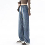 Naiste k&otilde;rge v&ouml;&ouml;kohaga pestud naiste teksad mood k&otilde;ik-&uuml;hes elastse v&ouml;&ouml;kohaga sirge s&auml;&auml;rega teksad XL