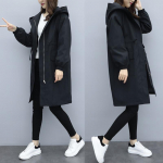 Naiste pl&uuml;&uuml;sist paksendatud kapuutsiga tuulejope: Keskmine/Pikk, Lai ja Slim Fit, Korea stiil, Suur suurus, Talv 2025 XXXXL