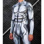 V&auml;rviline Machine Muscle Zentai meeste Halloweeni bodi, punk-cosplay kost&uuml;&uuml;m, karnevalipeo festivali riietus Kids S