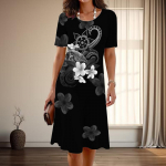 Naiste moodne graatsiline lilleprindiga suvine kevadine l&uuml;hikeste varrukatega O-kaelusega vabaajakleidid XS sinine